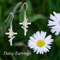 wholesale 925 Sterling Silver Daisy Cross Dangle Earrings with April Birth Flower Charm for Women, Hypoallergenic, Gift Boxed-0-6