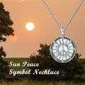 wholesale 925 Sterling Silver Round Luminous Sun & Peace Symbol Pendant Necklace for Women-0-4