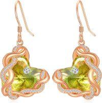 wholesale 925 Sterling Silver Infinity Heart Birthstone Crystal Earrings for Women-08-Aug-Peridot Green