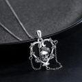 wholesale 925 Sterling Silver Heart-Shaped Black Onyx Rose Skull Gothic Punk Pendant Necklace-0-1