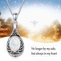wholesale 925 Sterling Silver Cremation Urn Pendant Necklace Celtic Knot Blue Opal Teardrop Platinum Plated-0-16