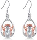 wholesale 925 Sterling Silver Groundhog Dangle Drop Earrings for Women Mom Grandma Mothers Day Gifts Jewelry-0-0