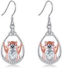 wholesale 925 Sterling Silver Groundhog Dangle Drop Earrings for Women Mom Grandma Mothers Day Gifts Jewelry-Groundhog