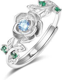 wholesale 925 Sterling Silver Rose Gold Plated Adjustable Rose Ring for Women-Silver-12-Dece