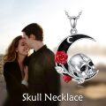 wholesale 925 Sterling Silver Gothic Skull & Rose Moon Pendant Necklace s-0-2