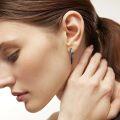 wholesale 925 Sterling Silver Blue Stone Feather Huggie Hoop Dangle Earrings-0-3