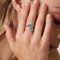 wholesale 925 Sterling Silver Turquoise Adjustable Flower Ring Women s Gift-0-0