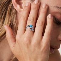 wholesale 925 Sterling Silver Turquoise Adjustable Flower Ring Women s Gift-Pattern A