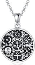 wholesale 925 Sterling Silver Round Tree of Life Allah Pendant Necklace for Women Men Islam Muslim Faith s 47cm Chain Length-0-0