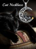 wholesale 925 Sterling Silver Moon & Cat Charm Necklace for Women Girls Gifts Jewelry-0-4