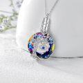 wholesale 925 Sterling Silver Rainbow Crystal Tree of Life Evil Eye Urn Keepsake Locket Necklace for Ashes Memorial Jewelry 24 Chain Included-0-3