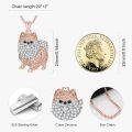 wholesale 925 Sterling Silver & Rose Gold Plated Pomeranian Pendant with Cubic Zirconia, Cute Dog Necklace Gift-0-3