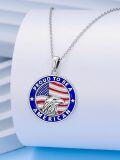 wholesale 925 Sterling Silver Proud to Be an American Eagle & Flag Pendant Necklace-0-3