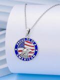 wholesale 925 Sterling Silver Proud to Be an American Eagle & Flag Pendant Necklace-0-3