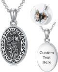 wholesale  Sterling Silver 12 Month Birth Flower Photo Locket Necklace Jewelry Gift -0-17