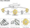 wholesale 925 Sterling Silver Daisy Flower Charm Bracelet & Anklet Set with Cubic Zirconia Gifts for Women-0-3