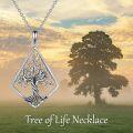 wholesale 925 Sterling Silver Celtic Knot Tree of Life Pendant Necklace with Triangle Shape and Leaf Design-0-5