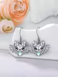 wholesale 925 Sterling Silver Moonstone Earrings Wholesale - Cute Bat Design Jewelry for Women Girls Gifts-0-5