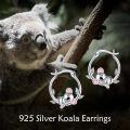 wholesale 925 Sterling Silver Koala Bear Hoop Earrings for Women Girls  2PC Set-0-5