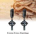 wholesale Sterling Silver Cross Hoop Earrings with Crown of Thorns for Men Women-0-29