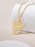 TOUPOP 14K Gold Crystal Phoenix Necklace 16" For Women-0-4