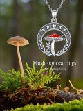 wholesale 925 Sterling Silver & Stone Mushroom Pendant Necklace for Women, Adjustable 18+2-0-4