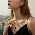 wholesale 925 Sterling Silver Snake Winding Black Stone Necklace With Silver Chain-0-3