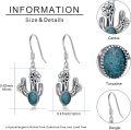 wholesale 925 Sterling Silver Turquoise Cactus Flower Drop Earrings for Women-0-3