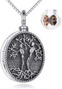 wholesale 925 Sterling Silver Tree of Life Skeleton Photo Locket Pendant Necklace for Women-Skull Tree Of Life