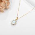 wholesale 14k Red Oval Gemstone Pendant Necklace With Lab Diamond Halo-0-14