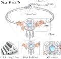 wholesale 925 Sterling Silver Moonstone Feather Dreamcatcher Adjustable Bracelet 8-14cm -0-4