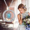 wholesale 925 Sterling Silver Turquoise Circle Pendant Necklace With Cubic Zirconia Greek Key Design-0-4