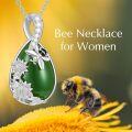 wholesale 925 Sterling Silver Pendant w/Green Jade & CZs - Floral Design Necklaces Gift Ideas for Her-0-2