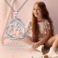 TOUPOP 925 Sterling Silver Heart Pendant Necklace with Stone-0-3