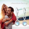 wholesale 925 Sterling Silver Infinity Moonstone Drop Earrings with Leverbacks-0-5