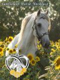 wholesale 925 Sterling Silver Horse & Sunflower Heart Pendant Necklace for Women Girls-0-5