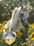 wholesale 925 Sterling Silver Horse & Sunflower Heart Pendant Necklace for Women Girls-0-5