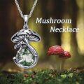 wholesale Sterling Silver Mushroom Necklace with Malachite Moss Agate Opal Moonstone Black Onyx Pendant Women s Jewelry Gift-0-9