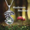 wholesale 925 Sterling Silver Mushroom Pendant Necklace With Black Onyx Platinum Plated-0-9