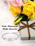 wholesale 925 Sterling Silver Celtic Moonstone Knot Bracelet with 7 Chain & Extender-0-5