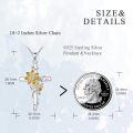 wholesale 925 Sterling Silver Sunstone & Cubic Zirconia Honeybee Sunflower Cross Pendant Necklace Gift for Women-0-4