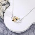 wholesale 925 Sterling Silver & 18K Gold Plated Double Bees Honeycomb Pendant Necklace-0-2
