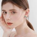 wholesale 925 Sterling Silver Green Enamel Celtic Moon Dragonfly Stud Earrings Irish  for Women Girls-0-4