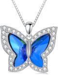 wholesale TOUPOP S925 Sterling Silver Butterfly Pendant Necklace For Women Birthstone Necklace Jewelry Gifts For Mother's Day Birthday Christmas -0-0
