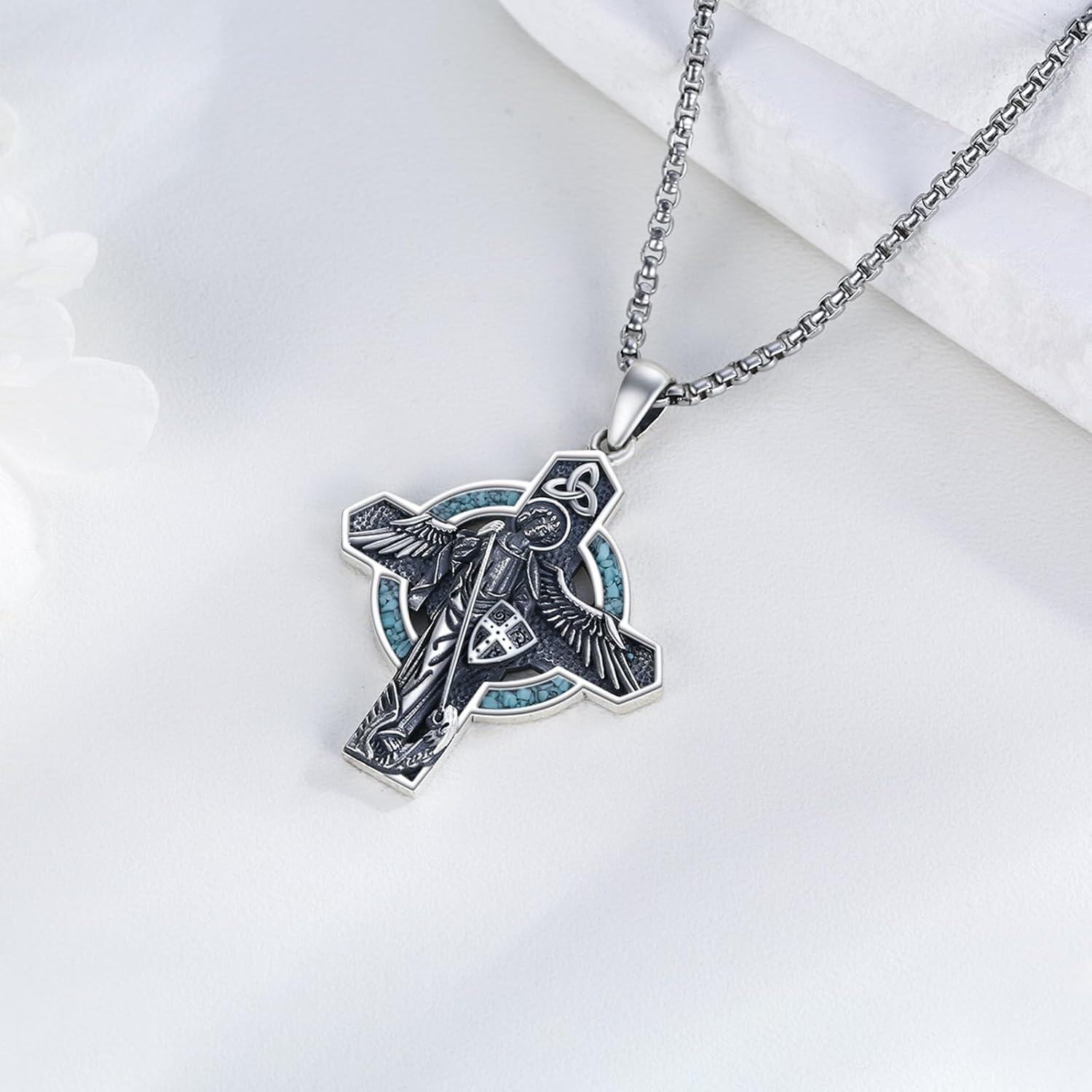 Sterling Silver Religious Cross Pendant Necklace for Men Women-0-2