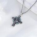 wholesale 925 Sterling Silver Turquoise Angel Winged Cross Pendant Necklace for Men & Women-0-1