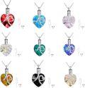 wholesale 925 Sterling Silver Red Austrian Crystal Heart Cremation Jewelry with Funnel and Tag-0-2