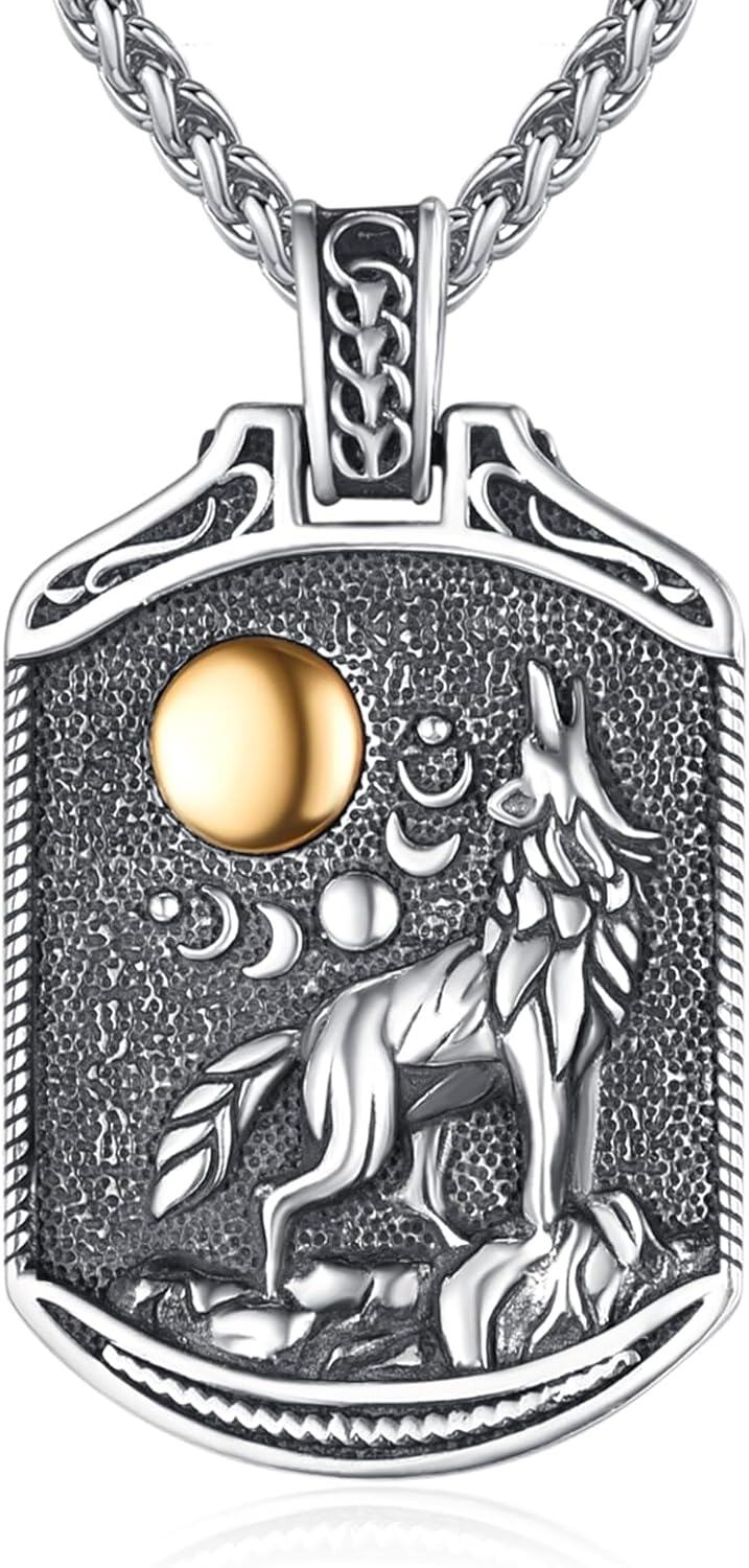 Sterling Silver Black Crystal Wolf Tiger Lion Dog Spider Eagle Scorpion Necklace-0-1