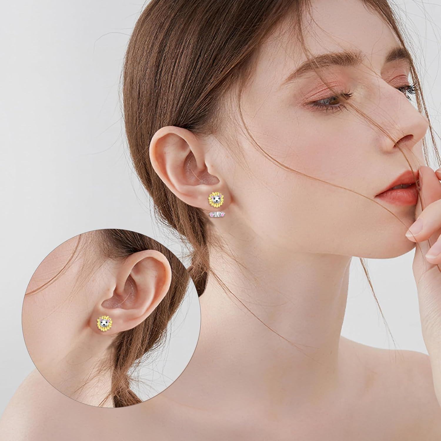wholesale 925 Sterling Silver Axolotl Stud Earrings with Pink Crystal Accents for Girls and Women Gifts-0-6
