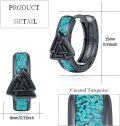 wholesale 925 Sterling Silver Black Triangle Hoop Earrings with Turquoise Inlay and Valknut Design-0-1